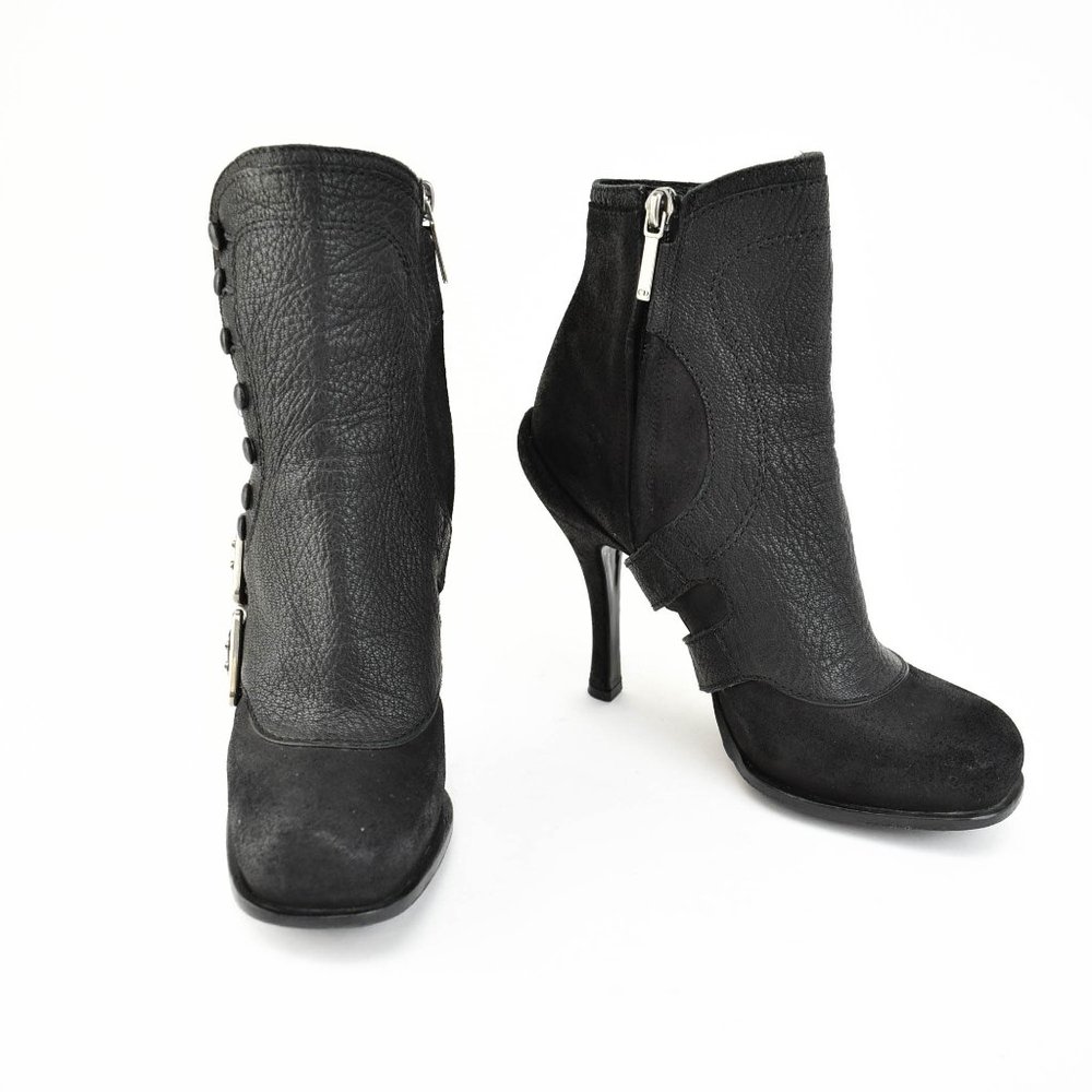 DIOR: Black, Leather & Silver Logo Buckle Boots